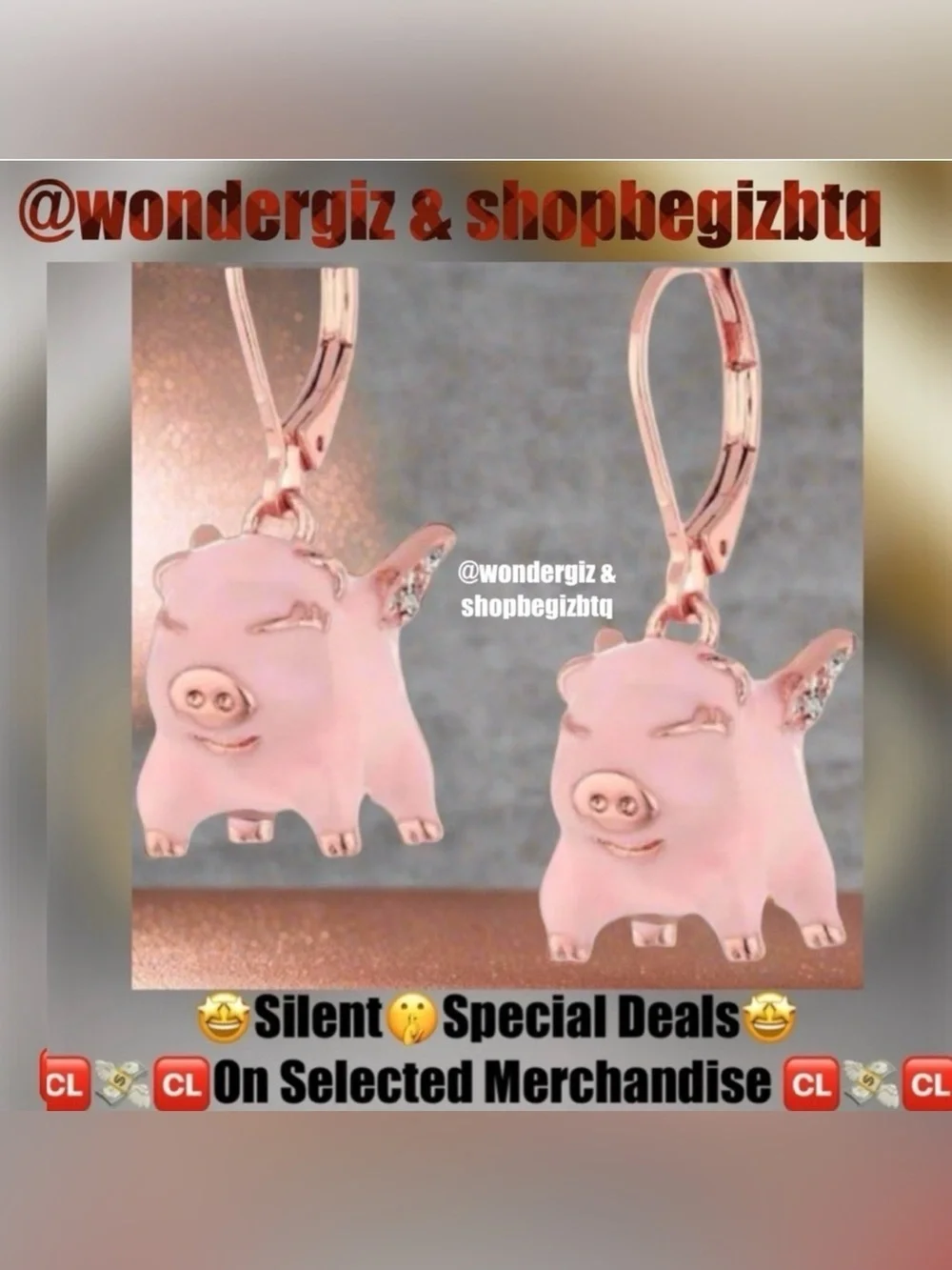 Spade Authentic Cute Fashion Drop Flying Pig Leverback Pink and Rose Gold